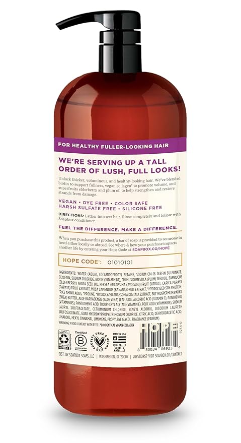 Soapbox Biotin & Super Fruit Shampoo & Conditioner Set, Leaves Hair Volumized & Strengthened - Clean Ingredients Free of Harsh Chemicals, Sulfates, Parabens & Silicones - 1 Liter Each