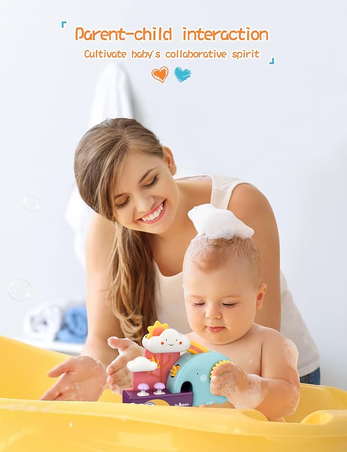 TI-TOO Baby Bath Toys, Fun Simple Physics Educational Bathtub Water Toy, Bath Time Fun Splash Toys for 1, 2, 3+ Year Old Boys Girls Toddlers, Safe Colorful Skin Friendly Waterwheel Bathing Toy