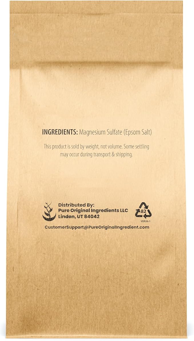 Pure Original Ingredients Epsom Salt Pure Magnesium Sulfate, Food Grade, Soaking Solution (5 Pound)