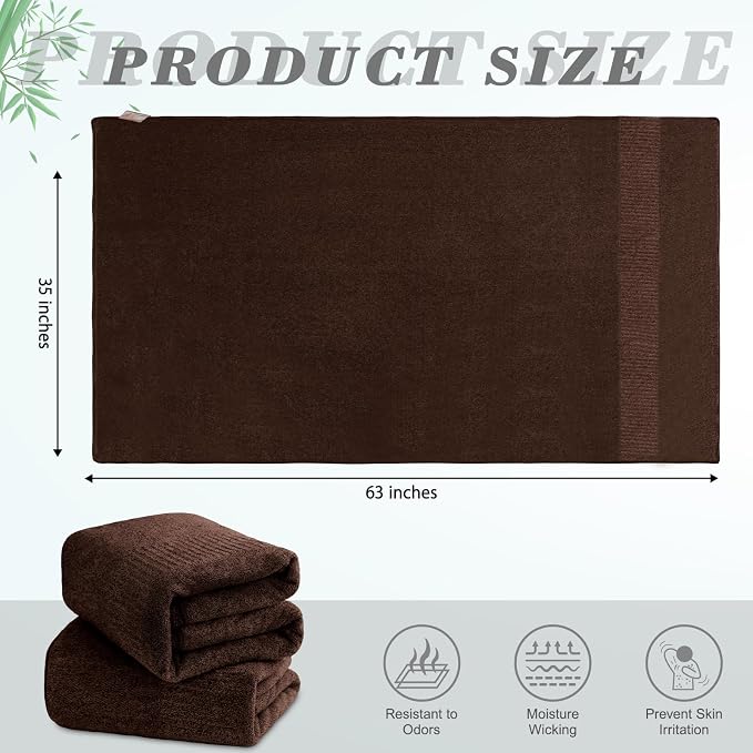 SEISSO Bath Towels, Extra Absorbent & Quick Drying Lightweight Fiber Towels, Premium Big Soft Bath Towel for Fitness, Spa, Sports Towels, Yoga Towel, Brown(4 Pack)