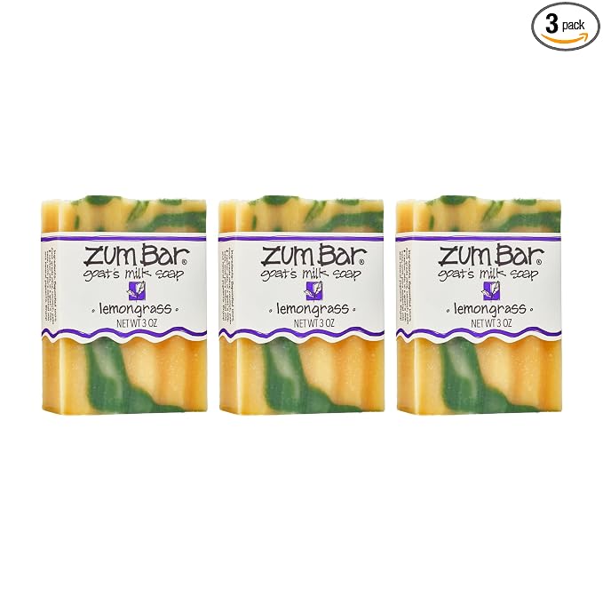 Indigo Wild Zum Goat's Milk Soap Bar - Bar Soap for Hands & Body Made with Essential Oils - 3 oz - Lemongrass (3 Pack)