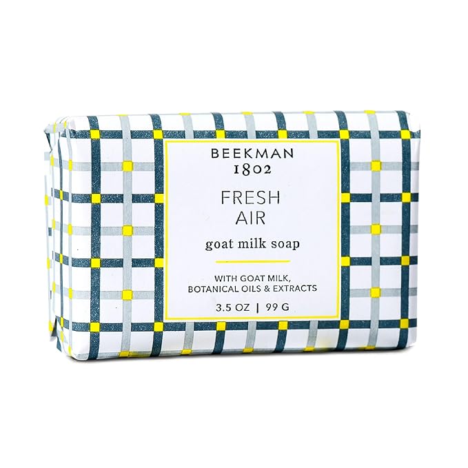Beekman 1802 Goat Milk Soap – Moisturizing Hand & Body Soap Bar with Shea Butter & Botanical Oils, Triple-Milled, Non-Drying, Made for Sensitive Skin, Fresh Air 3.5 oz