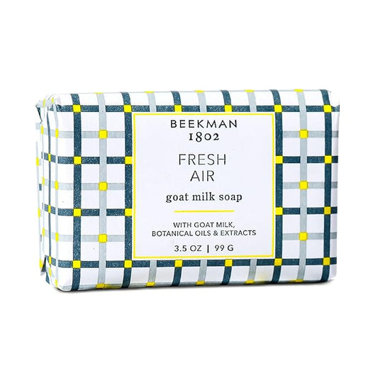 Beekman 1802 Goat Milk Soap – Moisturizing Hand & Body Soap Bar with Shea Butter & Botanical Oils, Triple-Milled, Non-Drying, Made for Sensitive Skin, Fresh Air 3.5 oz