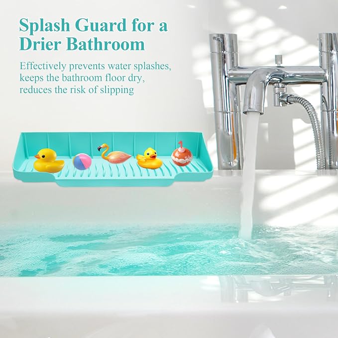 Splash Guard for Bathtub, 1p Soft Silicone Foldable Tub Splash Guard Stopping Water Droplets from Splashing Suitable for Bathtubs and Sinks (Green)