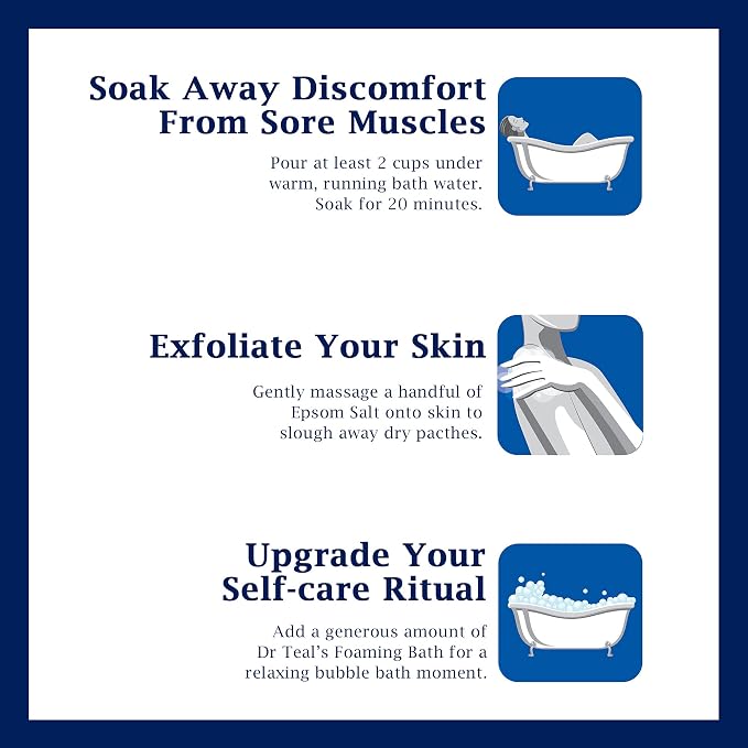 Dr. Teal's Epsom Salt Soaking Solution and Foaming Bath with Pure Epsom Salt Combo Pack, Lavender (Pack of 2)