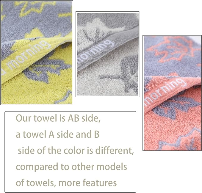 2 Pack Decorative Maple Leaf Hand Towels Cotton, Soft Highly Absorbent Bathroom Towel Set for Face Spa & Kitchen, 13x29 Inches (Grey - 2 Pack)