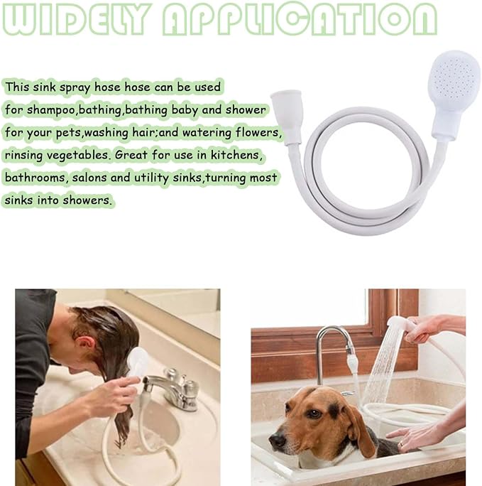 3.28ft/1m Sink Spray Hose,Portable Sink Hose Sprayer,Shampoo Sprayer Handheld Hose Shower Head Spray Hose for Bathing Baby,Pets,Washing Hair,Rinsing Vegetables,Utility Sink