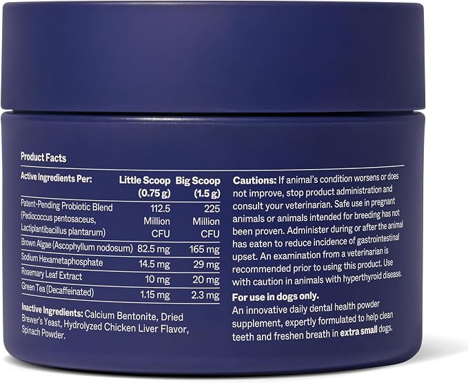 PetLab Co. ProBright Advanced Dental Powder - Dog Breath Freshener - Teeth Cleaning Made Easy – Targets Tartar & Bad Breath - Packaging May Vary - Formulated for Extra Small Dogs