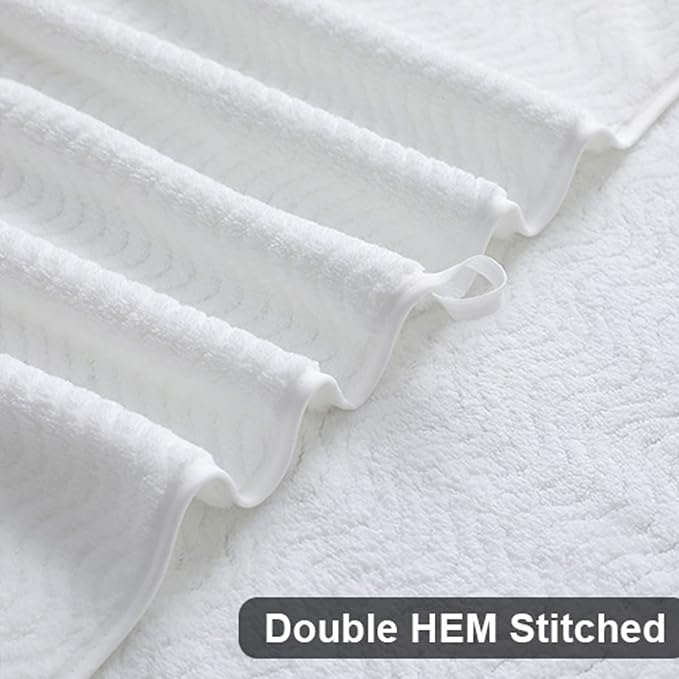 Ultra Soft 8 Piece Textured Bath Towel Set for Bathroom Shower Pool, Kitchen, Quick Dry, Lightweight Highly Absorbent - 2 Oversized Bath Towel Sheets, 2 Hand Towels, 4 Washcloths - White