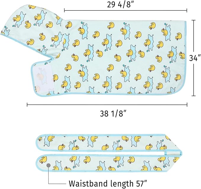 HDE Dog Bathrobe Super Absorbent Quick Drying Puppy Towel Wrap Coat Adjustable After Bath Robes with Hood for Dog Sizes S-XXL Rubber Duck Puddles XXL