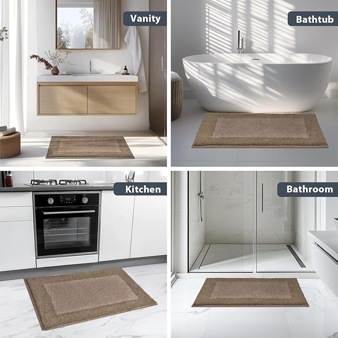 anllugs Bathroom Rugs U-Shaped 20" x 24", Non-Slip Extra Soft Absorbent Bath Rugs, Machine Washable Quick Dry Bath Mats for Toilet Base, Grayish Brown & Coffee