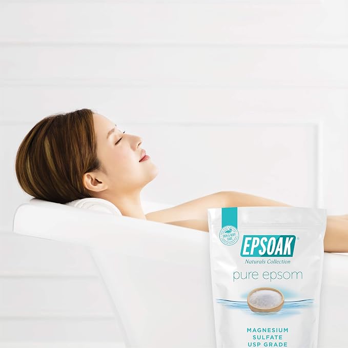 Epsoak Epsom Salt 4 lb. Magnesium Sulfate USP. (Qty. 2 x 2 lb. Bags) Resealable Epsom Salt Bag Unscented, Made in The USA, Cruelty-Free Certified