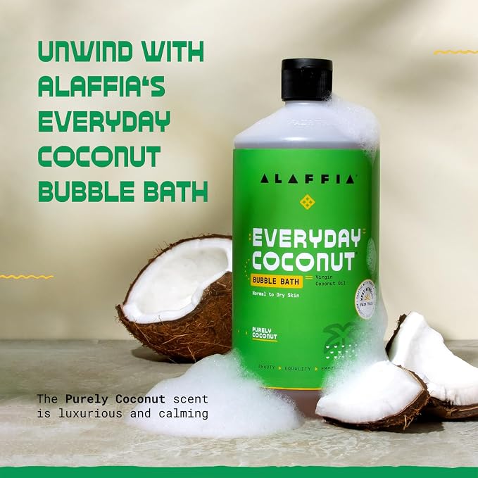 Alaffia Everyday Coconut Bubble Bath, Purely Coconut Scent, 32 Oz