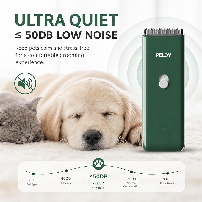 Dog Clipper Pet Grooming Kit Low Noise, Rechargeable Cordless Pet Shaver Waterproof Hair Trimmer for Small, Medium Dogs Cats Animals