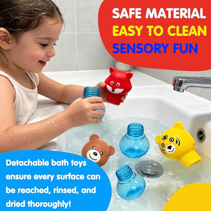 Sensory Bath Toys for Toddlers 1-3: 3PCS Bathtub & Pool Squirt Toys for Kids | Water Table & Tub Floating Toys | Silicone Water Sensory Toys for Boys & Girls Ages 1-6 Years Old