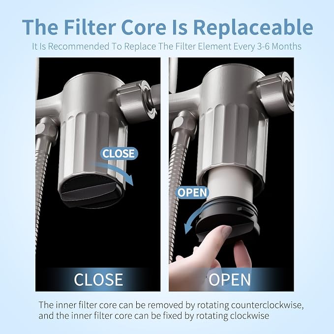 Filtered Shower Head with Handheld, High Pressure 5 Functions Handheld Shower Head with 59" Extra Long Stainless Steel Hose & Adjustable Bracket, Built-in Waterfall
