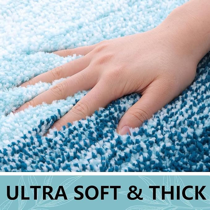 Arotive Microfiber Bathroom Rugs, Shaggy Soft and Absorbent Bath Rug, Thick Plush Machine Washable Dry Bath Mats for Bathroom, Tub and Shower, 44x24, Peacock Blue, Rectangular