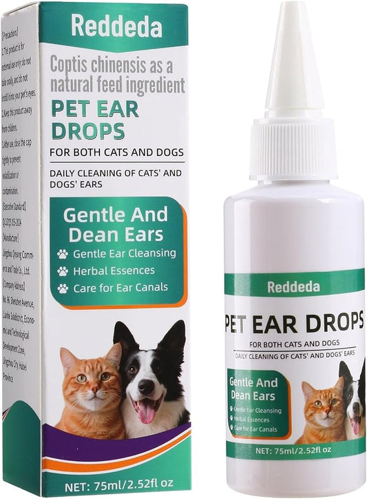 Dog & Cat Ear Drops with Hydrocortisone 1% – Ear Infection & Yeast Relief, Itchy Ear Cleaner for Pets