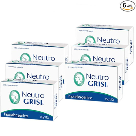 6pk - Neutral Soap - Hypoallergenic - Jabon Neutro - Grisi
