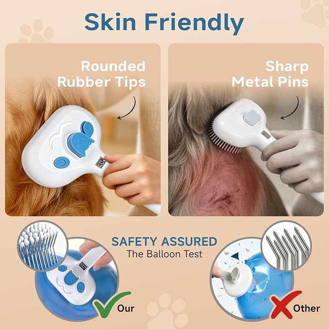 Pet Steam Brush for Dogs & Cats with Dual Cool Mist Spray | Cat Brush for Shedding, Self-Cleaning Grooming Tool, Hair Remover, Anti-Static, Skin-Safe for Long-Haired Dogs & Cats