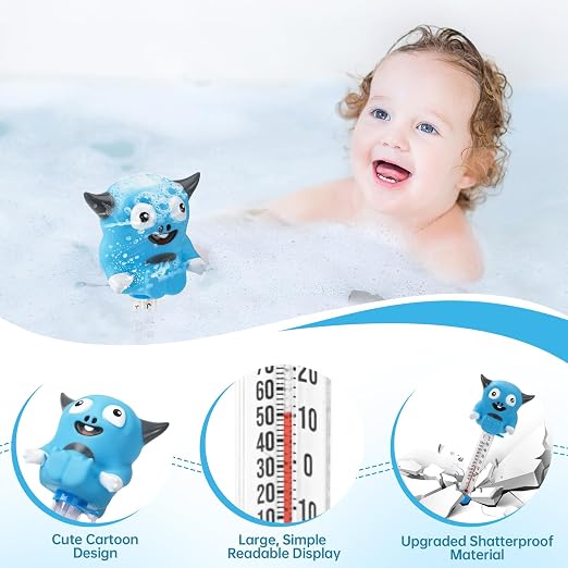 Pool Thermometer Floating, Water Temperature Thermometer with String, Large Size Easy Read & Shatter Resistant Pool Accessories for Ice Bath & Hot Tub, Outdoor & Indoor Swimming Pool, Spas(Monster)