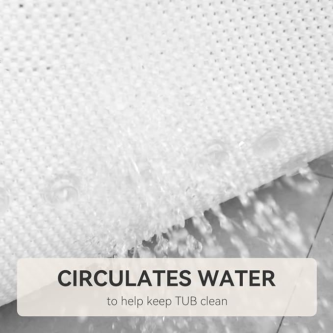 Bathtub Mat Non Slip, Soft Foam Bath Mat for Tub, Bathtub Mat with Drain Holes, Suction Cups Shower Mat (White, 36''X17'')