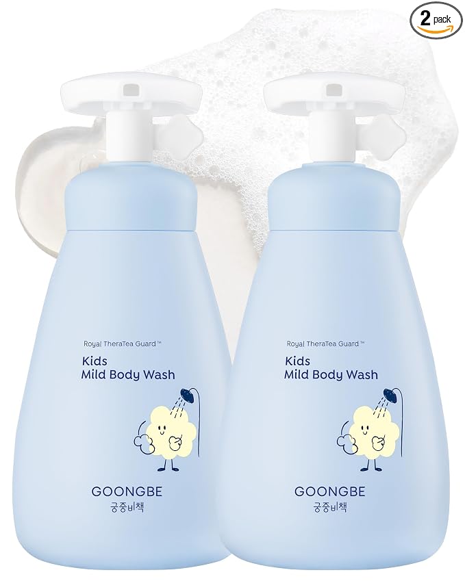 GOONGBE Kids' Mild Body Wash - Korean Kids Body Cleanser - Hydrating & Refreshing Low pH Soft Bubble Foaming with Panthenol and Amino Acids - Allergen Free Scent, 10.1 fl.oz. 2 Pack