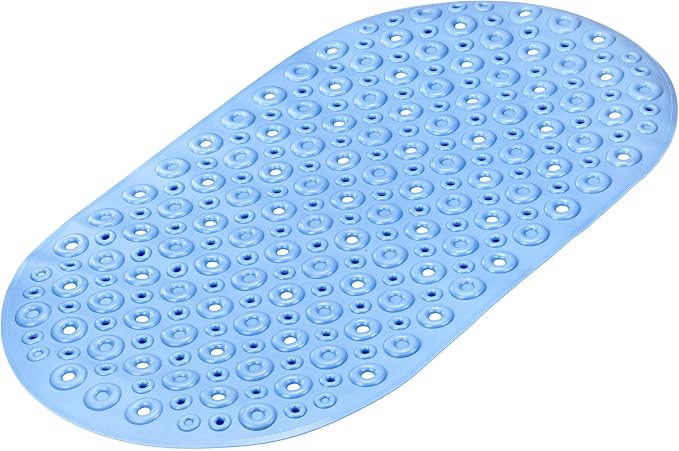 DecorRack Oval Bathtub Mat, Non-Slip PVC Shower Mat with Safety Suction Cups, Latex Free Quick Draining Design, 27 x 15 inches