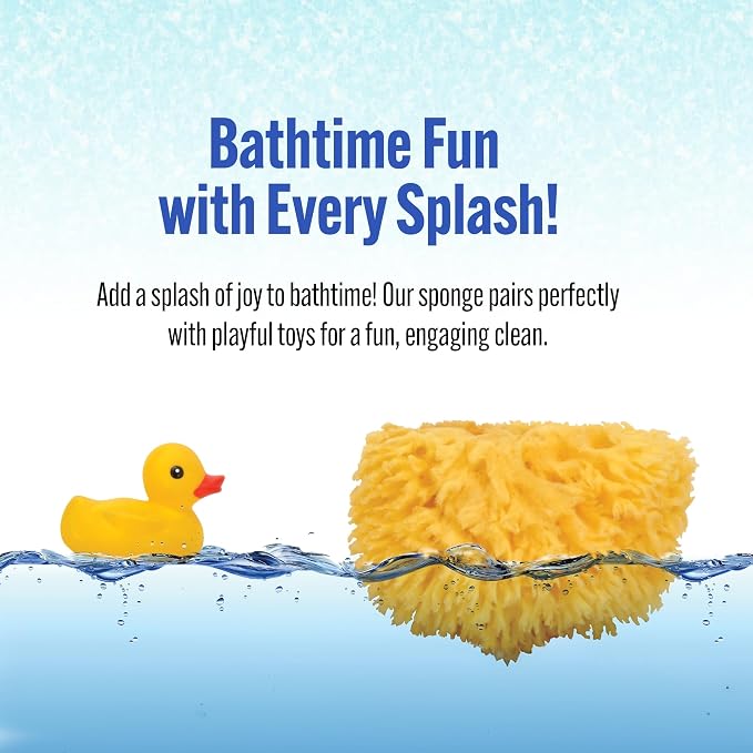 Baby Buddy Natural Yellow Sea Sponge, Newborn Bath Time Essential, Soft and Gentle for Tender Skin, Hypoallergenic and Biodegradable, 2 Pack