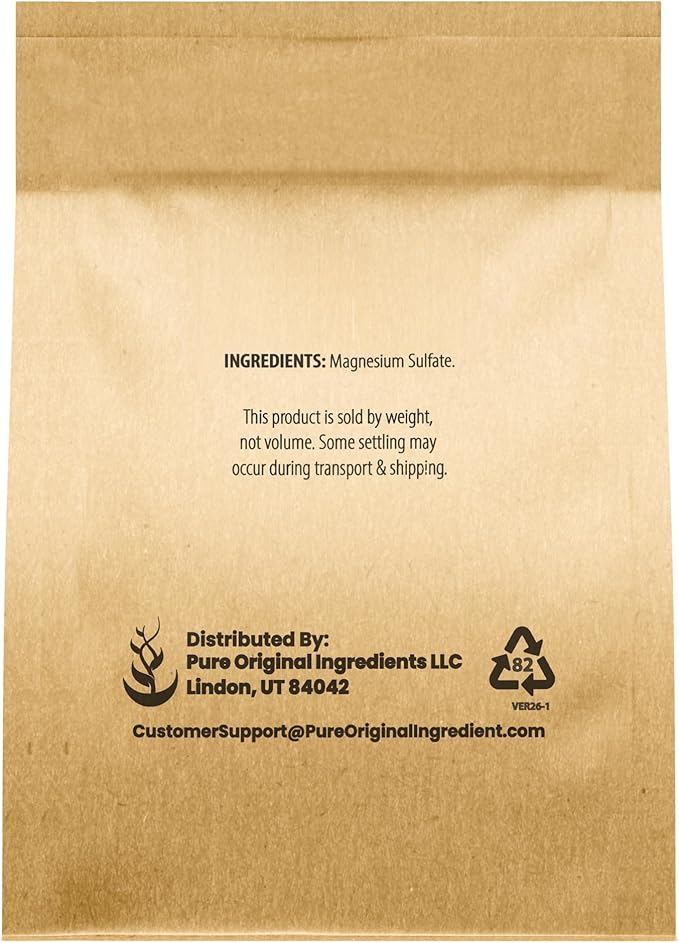 Pure Original Ingredients Epsom Salt Pure Magnesium Sulfate, Soaking Solution (4 Ounce)