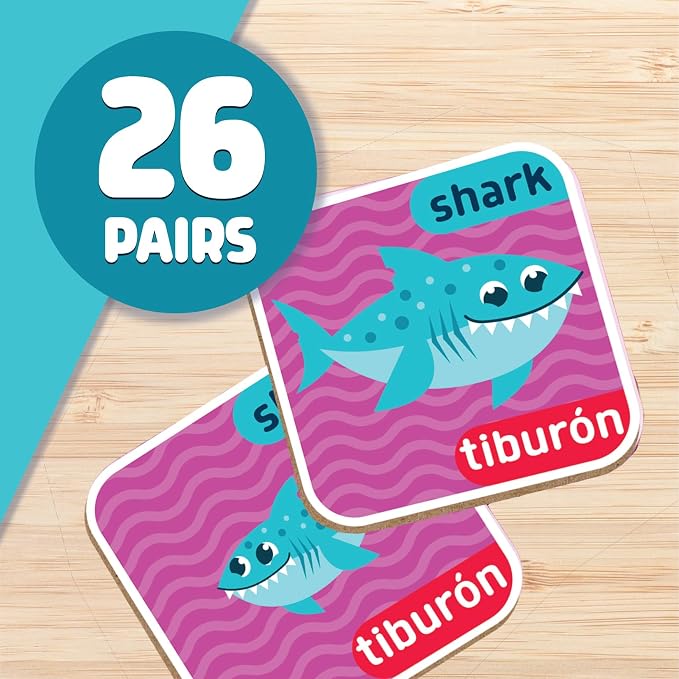 Chuckle & Roar Animals & Babies Memory Game - 52 Tiles, Bilingual, Ages 3+ - Parent & Baby Animal Matching - Preschool Games for Focus - Travel Toys for Toddlers 3-5
