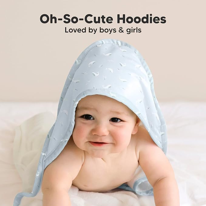 KeaBabies Hooded Baby Towel for Newborn, Baby Bath Towels(Beach Day, 35x35) | Viscose Derived from Bamboo, Large Baby Towels with Hood, Boys, Girls, Toddler, Soft Absorbent Baby Bath Essentials