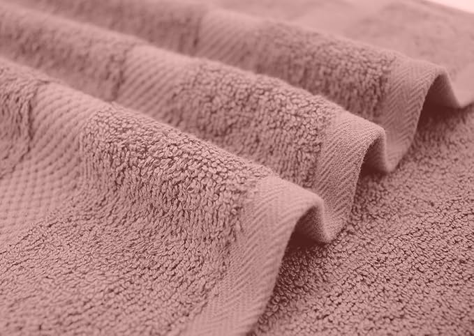 DAN RIVER Large Bath Towels Set of 4, 27 x 54 Inches, 600 GSM Larger & Lighter Weight Towels for Bathroom - Highly Absorbent & Quick Dry 100% Cotton Bath Towel Set for Home, Spa & Hotel - Dusty Rose