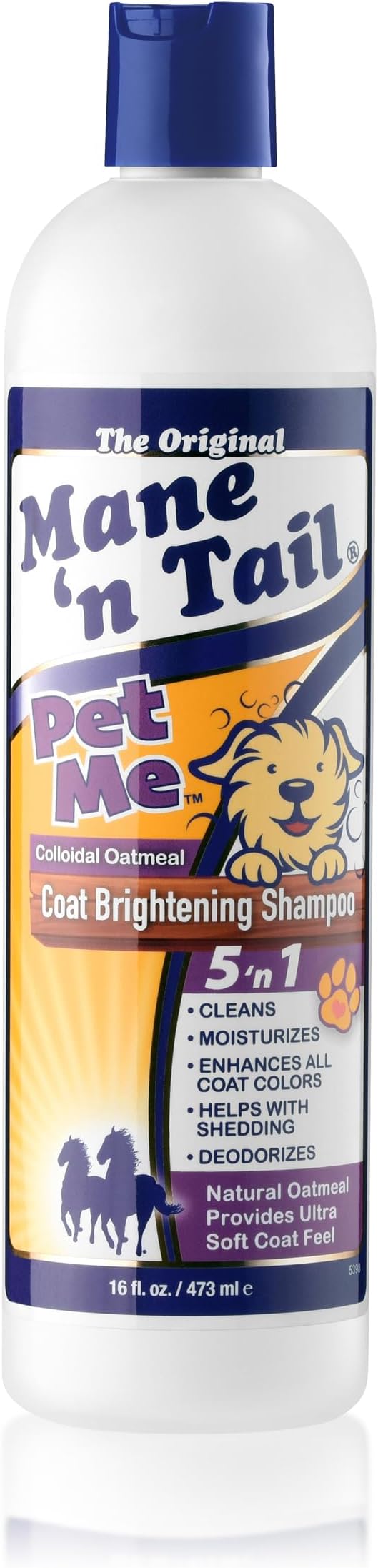 Mane ’n Tail Pet Me Coat Brightening Pet Shampoo, 5-in-1 Dog & Pet Shampoo for All Coat Colors, Moisturizing & Deodorizing Formula with Shea Butter, Argan Oil & Omega 6 & 9 16 fl oz