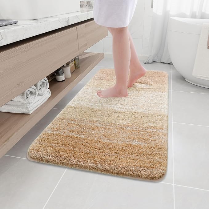 Arotive Microfiber Bathroom Rugs, Shaggy Soft and Absorbent Bath Rug, Thick Plush Machine Washable Dry Bath Mats for Bathroom, Tub and Shower, 44x24, Beige, Rectangular