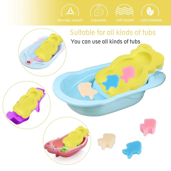 Baby Bath Cushion Infant Bath Mat, Pad & Sponge for Toddler, Infant & Newborn (Yellow-Style4)