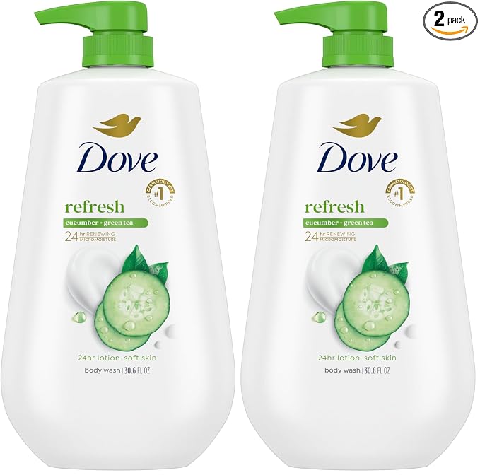 Dove 24hr Lotion Body Wash Refresh Cucumber & Green Tea, 30.6 oz | Hydrating body wash with MicroMoisture and a refreshing spa-inspired scent (Pack of 2)