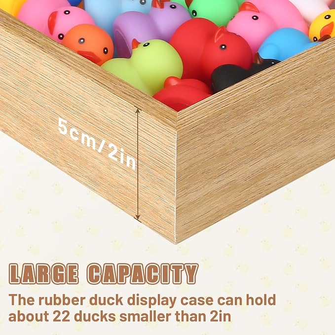 Rubber Duck Dispaly Case, Wood Case to Storage Assorted Rubber Duck, Suitable for Display 2in Duck, Birthday Gift for Duck Lover, Home Decoration, Beige
