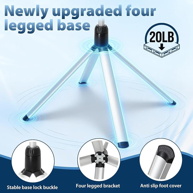Hair Dryer Stand, 29-59 Inch Adjustable Hair Dryer Holder, 360 Degree Rotating Lazy Hair Dryer Stand Hand Free for Bathroom, Vanity, Makeup Room, matte black