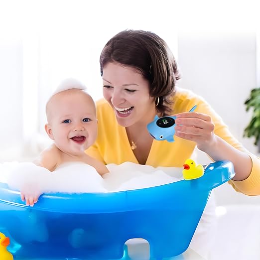 Baby Bath Thermometer - Digital Floating Water Thermometer with LED Display & Color Temperature Alerts, Rechargeable Bath Toy for Infant Bathtub Safety, Newborn Bath Essentials Gift