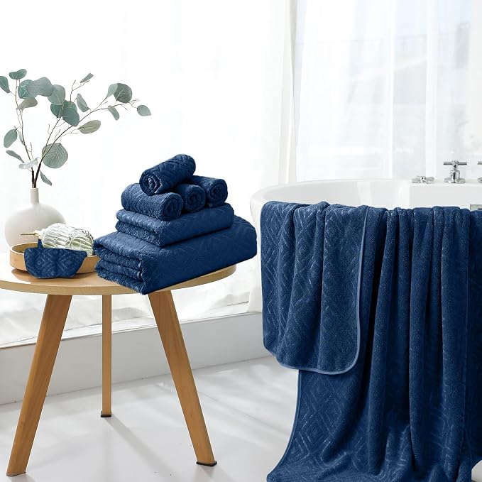 Bath Towel Set of 4 Extra Large Bath Sheet 35"x70" Oversized Bath Towel Soft Microfiber Bathroom Towel for Adults Highly Absorbent Quick Dry Towel Set for Bathroom,Hotel,Shower Towel Bath Sheet Navy