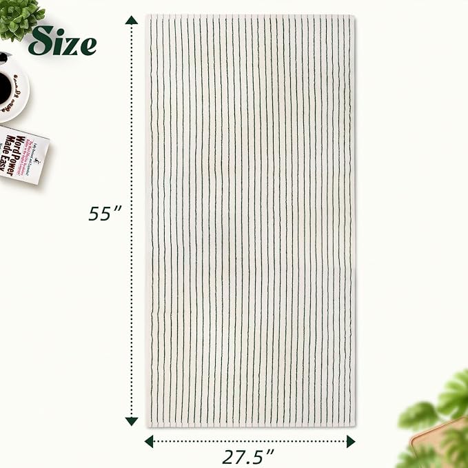 Jacquotha Green Striped Bath Towels Set of 2, Lighter & Quick Dry Towels Large 27.5 x 55 inches, Farmhouse for Bathroom Decor, Shower, Pool Days