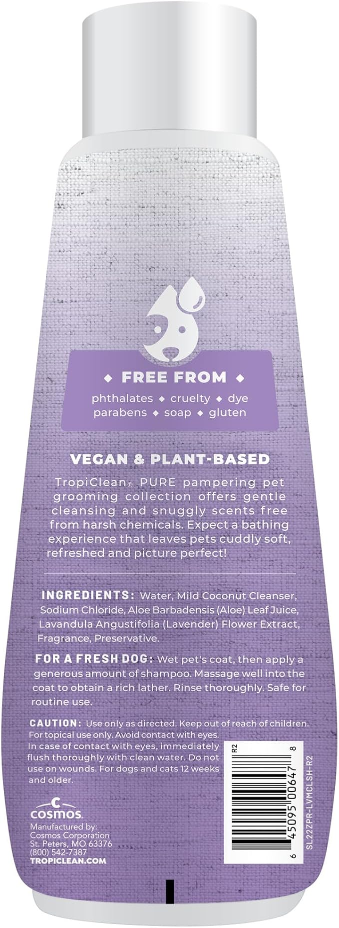 TropiClean Pure Calming Dog Shampoo, Lavendar Mist Scent, Relaxing Dog Shampoo for Smelly Dogs, Made in USA, Safe for Puppies & Cats, 22 oz.