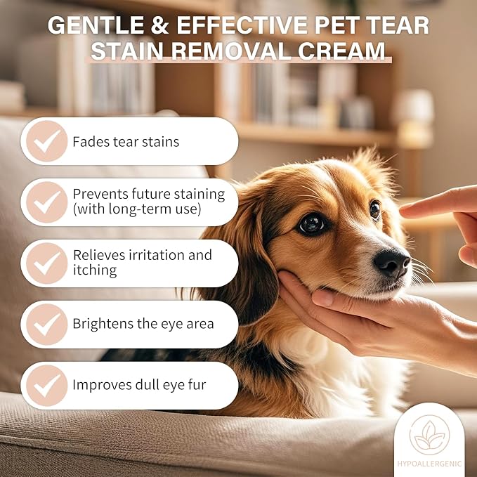 Tear Stain Remover Balm for Dogs & Cats Natural, Safe Gentle & Effective Cleans Dog Tear Stains Great for Long Hair Dog,White Dogs