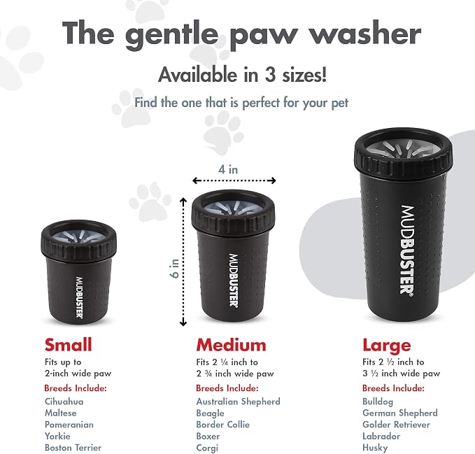 Dexas Medium Dog Paw Cleaner, Matte Black - Premium Quality Pet Supplies and Dog Accessories - Easy to Use and Clean MudBuster for Dogs - Patented Product - BPA Free (Pack of 6)