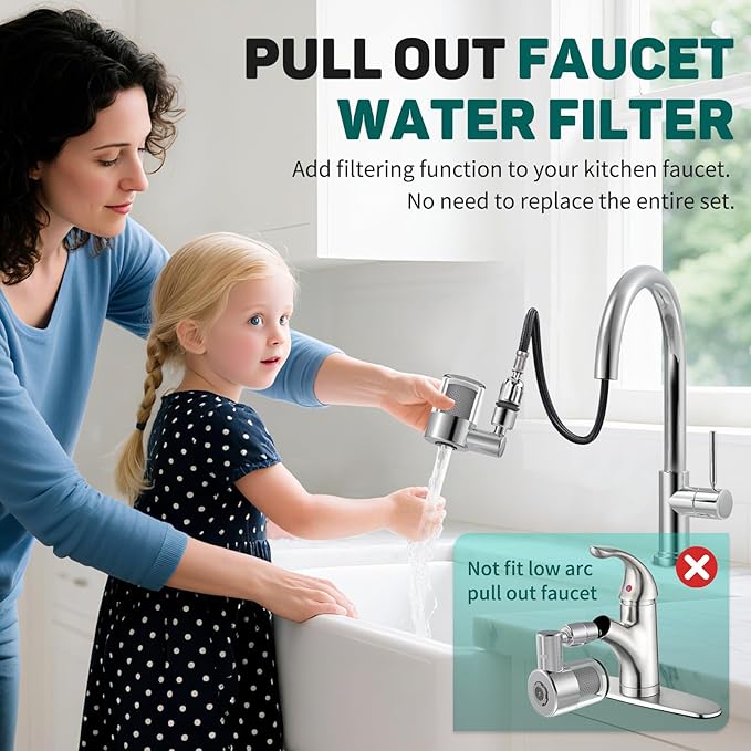 CECEFIN 720 Swivel Sink-Faucet Water-Filter - 22 Adapters Fit Most Bathroom/Pull Out Kitchen/RV Faucets, Tap Mount Water Filtration, Carbon Purifier Reduces 99% Chlorine, Last 528 Gallons Water