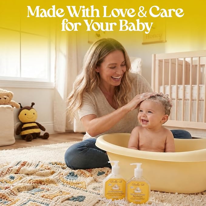 BELLA B Bundle Bee Gone Cradle Cap Shampoo & Healthy Hair Scalp Cradle Cap Treatment & Conditioner 8oz, Baby Cradle Cap Kit Enriched with Aloe Vera & Organic Extracts Oil | Paraben & Sulfate Free