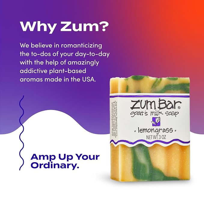 Indigo Wild Zum Goat's Milk Soap Bar - Bar Soap for Hands & Body Made with Essential Oils - 3 oz - Lemongrass (3 Pack)