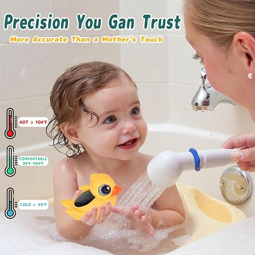 Baby Bath Thermometer - Digital Floating Water Thermometer with LED Display & Color Temperature Alerts, Rechargeable Bath Toy for Infant Bathtub Safety, Newborn Bath Essentials Gift