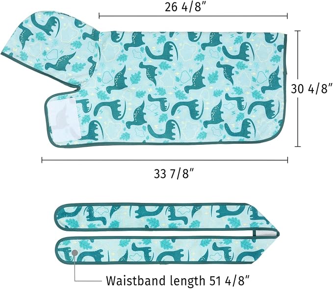 HDE Dog Bathrobe Super Absorbent Quick Drying Puppy Towel Wrap Coat Adjustable After Bath Robes with Hood for Dog Sizes S-XXL Dinosaurs XL
